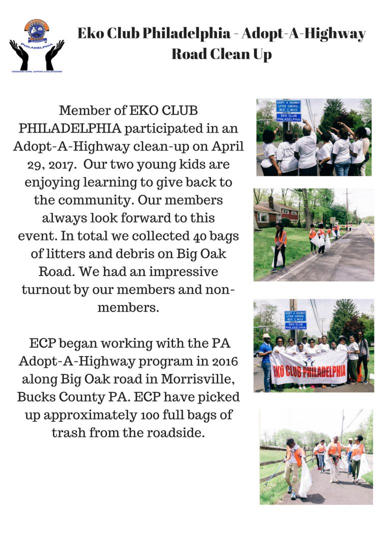 Eko Club Philadelphia - Adopt-A-Highway Road Clean Up